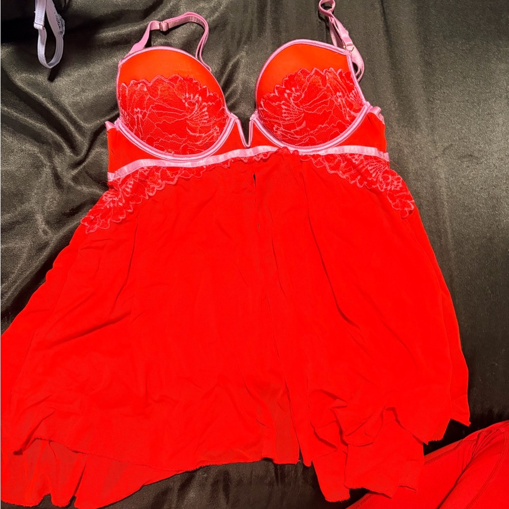 Elegant Red Lace Babydoll Lingerie